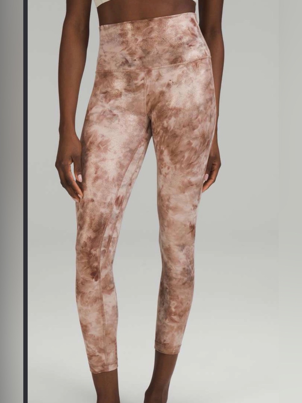 Lululemon Align High-Rise Pant 25" *Shine Gold Shimmer Tie dye sz 6